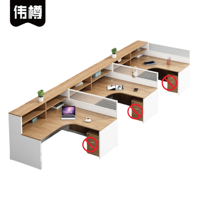 伟樽屏风办公桌三人位420*150*110cm张