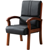 东杉办公椅 实木办公椅人体工学椅黑色皮椅 黑色