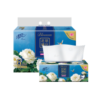 清风花萃臻品抽纸4层100抽6包一提面巾纸高端压花厚实细腻抽取式面巾纸BR62MHC2