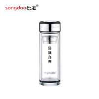 松道 带不锈钢滤网镀锌水晶杯盖耐热透明高鹏硅钢化玻璃杯SD8681