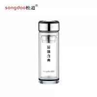 松道 带不锈钢滤网镀锌水晶杯盖耐热透明高鹏硅钢化玻璃杯SD8681