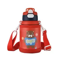 松道 双盖儿童保温杯316食品级携带式保温杯活力红580ML