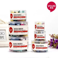 优拉彩色长尾票夹 9313 办公文件夹32mm不锈钢小夹子混色财务办公用品燕尾夹多功能票夹 24只/筒