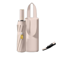 华夏盛锦(HUAXIASHENGJIN) 全自动节节收雨伞女晴雨两用折叠黑胶加大加固抗风防紫外线太阳伞 个