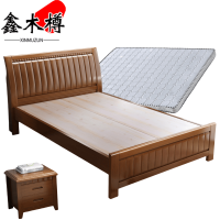 鑫木樽床1m+床垫+床头柜套