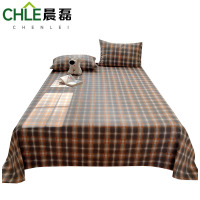 晨磊 床单三件套 160*230cm(灰橘格) 套