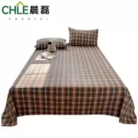 晨磊 床单三件套 160*230cm(灰橘格) 套