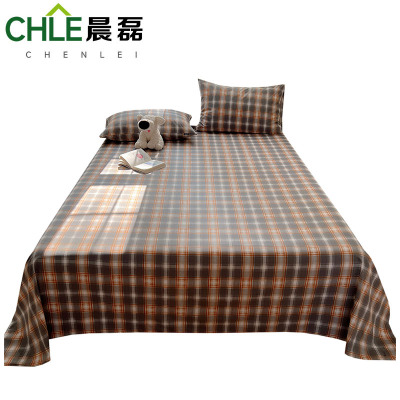 晨磊 床单三件套 160*230cm(灰橘格) 套