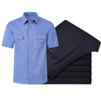 天富星 工作服衬衫制服工装短袖西裤 套装 套