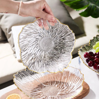 花瓣玻璃果盘客厅上档次前台办公室果盘轻奢ins风干果糖果盘套装