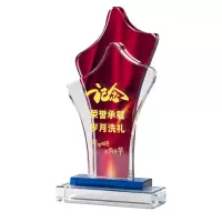 优彩嘉 政治生日纪念奖杯 水晶流动红旗款 J-04 单位:个