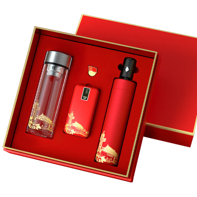 优彩嘉 政治生日纪念套装 数显玻璃杯+充电宝+伞+微章 ZZTZ-29 套