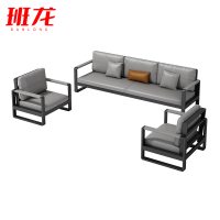 班龙皮质沙发3+1+1灰色套