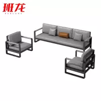班龙皮质沙发3+1+1灰色套