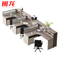 班龙屏风工位三人位+柜+椅套