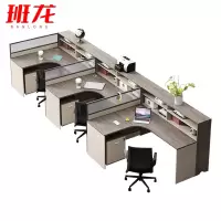 班龙屏风工位三人位+柜+椅套