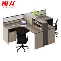 班龙屏风办公桌两人位+柜+椅套