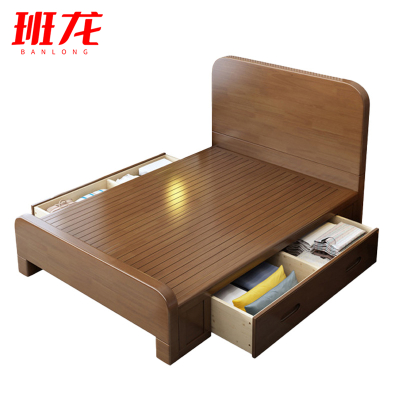 班龙实木床1*2米胡桃色张
