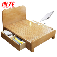 班龙高箱床1.2*2米+床垫原木色套