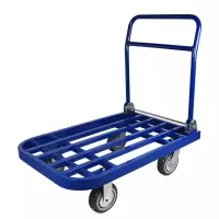 新运 家用折叠推车不锈钢平板拖车物流拉货快递手推车加厚重型方管车4寸黑白万向通花轮 个