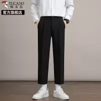 啄木鸟黑色休闲裤男春秋季新款直筒修身商务小西裤夏季西装裤子K