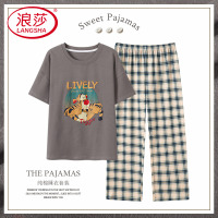 浪莎睡衣女夏季纯棉夏天短袖长裤大码胖mm夏款2025新款家居服套装