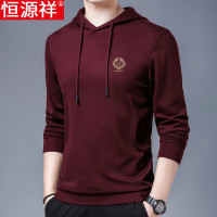 恒源祥长袖t恤男连帽卫衣春秋薄款中年男士运动休闲体恤简约潮流