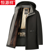 恒源祥棉衣男冬季中长款加绒加厚男士棉服外套保暖爸爸冬装派克服