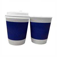 优诗提念YSTN-ZB012一次性咖啡瓦楞纸杯带盖100.00 个/箱 (计价单位:箱)蓝色