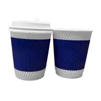 优诗提念YSTN-ZB012一次性咖啡瓦楞纸杯带盖100.00 个/箱 (计价单位:箱)蓝色