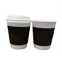 优诗提念YSTN-ZB010一次性咖啡瓦楞纸杯带盖100.00 个/箱 (计价单位:箱)黑色