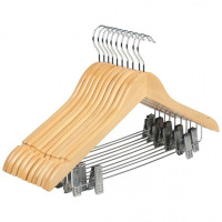 优诗提念YSTN-YJ09 实木圆钩带夹子款衣架10个/组(计价单位:组) 原木色