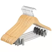 优诗提念YSTN-YJ09 实木圆钩带夹子款衣架10个/组(计价单位:组) 原木色