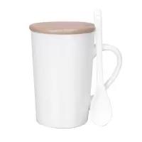 优诗提念YSTN-SB09 380ml带盖勺马克杯(计价单位:个)白色