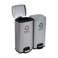 优诗提念YSTN-LJT003分类脚踏式不锈钢垃圾桶 30L+30L(计价单位:个)银色