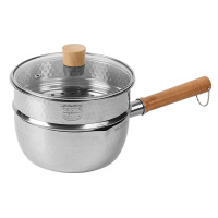 美厨日式430锤纹18cm双层雪平锅汤锅辅食锅MCJ4527