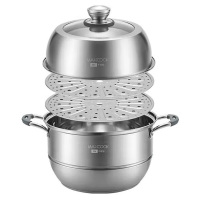 美厨欧尚系列304不锈钢复底双层蒸锅32cm硅胶提耳款MCZ705
