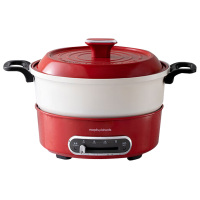 摩飞电火锅3L烤涮一体电煮锅电炒锅电热锅英伦红MR9087