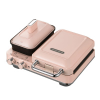 摩飞轻食机早餐机迷你多功能双区料理煎烤机落樱粉MR9086