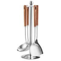 美厨锅铲套装316不锈钢拉丝工艺乌檀木铲勺子5件套MCCU0681