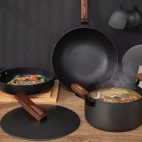 德铂锅具套装三件套克里斯蒂煎锅汤锅炒锅黑色DEP-560