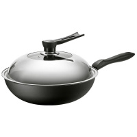 美厨炒锅32cm铁锅带盖炒菜锅氮化燃气电磁炉通用MCC4589