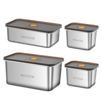 美厨保鲜盒4件套304不锈钢便当盒冰箱密封储物盒MCFT1427