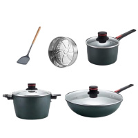美厨锅具套装5件套炒锅奶锅汤锅硅胶铲典藏系列MCTZ7263