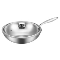 美厨炒锅34cm炒锅304不锈钢轻烟少油炒锅MCC7904