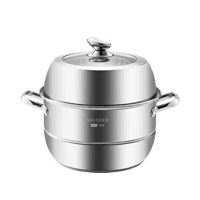 美厨蒸锅304不锈钢36cm加厚复底电磁炉通用MCZ7140