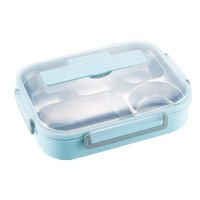 美厨饭盒304不锈钢5格微波炉分隔保温便当盒蓝色MCFT8765