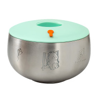 美厨碗12cm儿童小恐龙带盖碗316不锈钢双层隔热MCWA2969