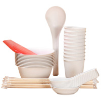 美厨餐具套装一次性碗筷勺子杯子碟盘子可降解餐具MCPJ5128