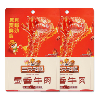 三只松鼠蜀香牛肉麻辣味零食休闲小吃肉脯手撕牛肉干70g*2袋